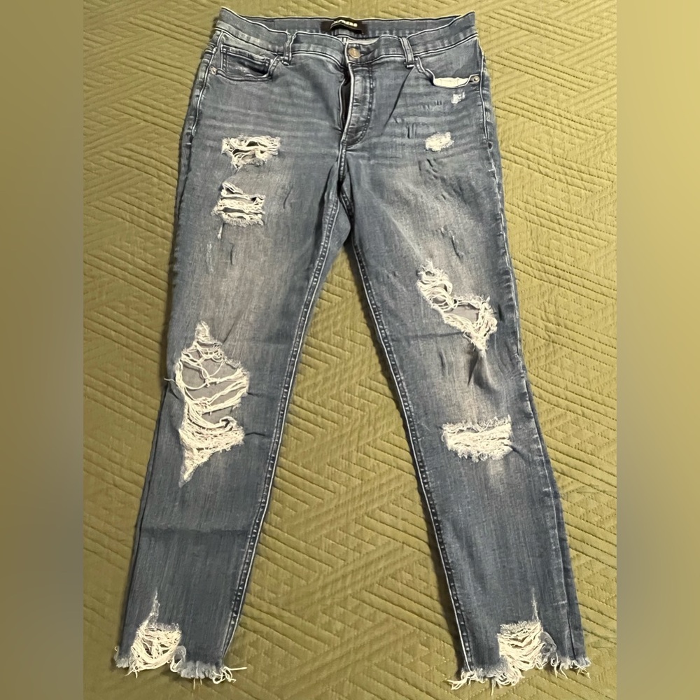 Express Denim Perfect distressed skinny jeans size 10S